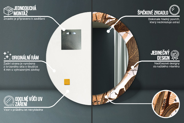 Kerek dísztükör pálmalevelek