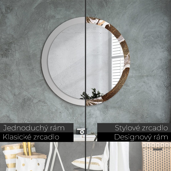 Kerek dísztükör pálmalevelek