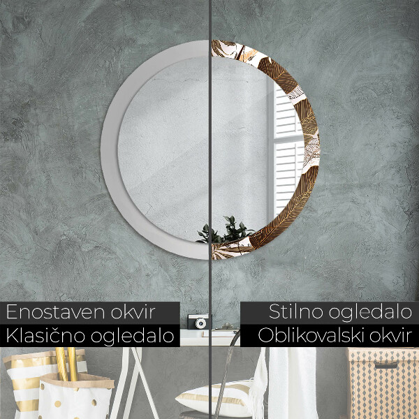 Kerek dísztükör pálmalevelek