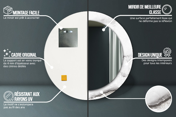 Kerek díszes tükör Fehér márvány