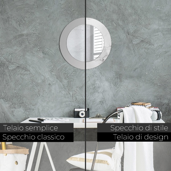 Kerek díszes tükör Fehér márvány