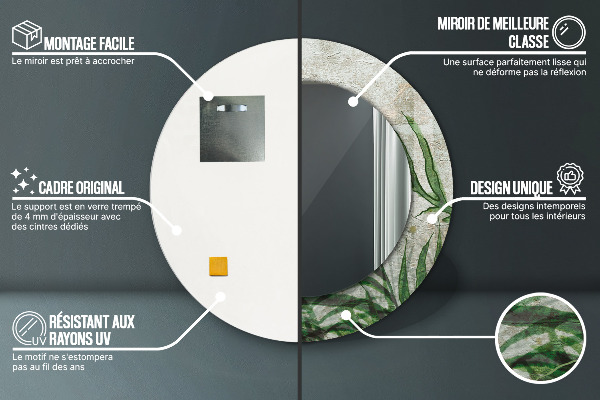 Kerek tükör fali dísz Páfránylevél