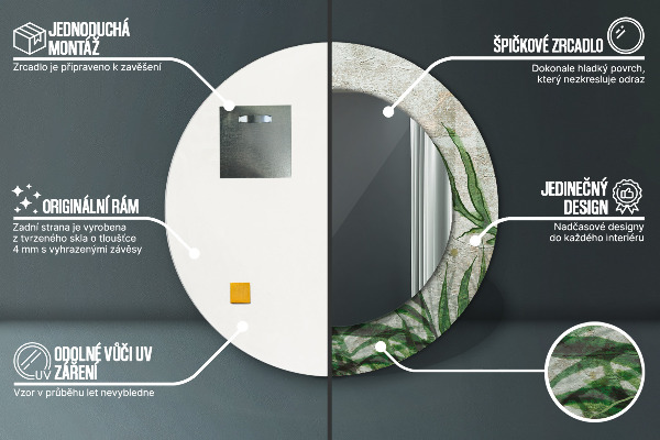 Kerek tükör fali dísz Páfránylevél