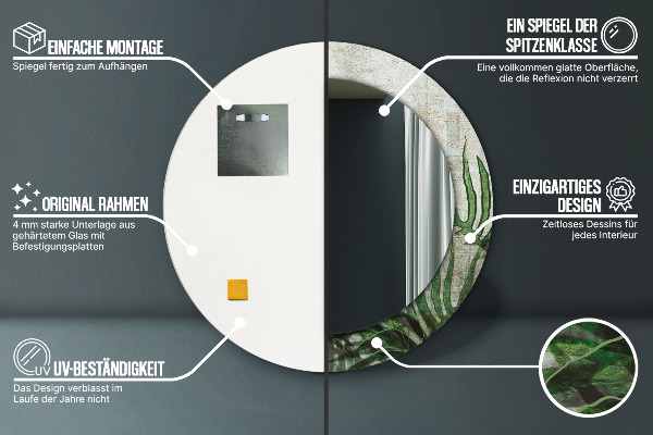 Kerek tükör fali dísz Páfránylevél