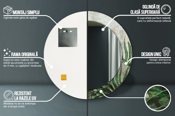 Kerek tükör fali dísz Páfránylevél