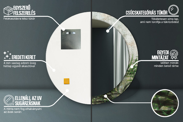 Kerek tükör fali dísz Páfránylevél