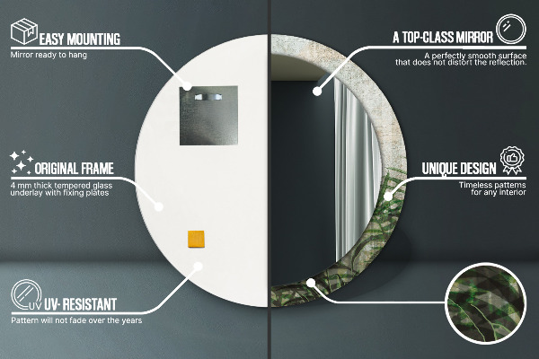 Kerek tükör fali dísz Páfránylevél