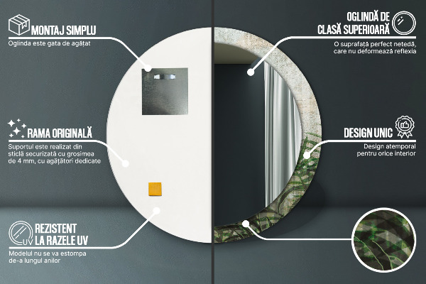 Kerek tükör fali dísz Páfránylevél