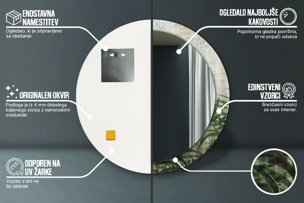 Kerek tükör fali dísz Páfránylevél