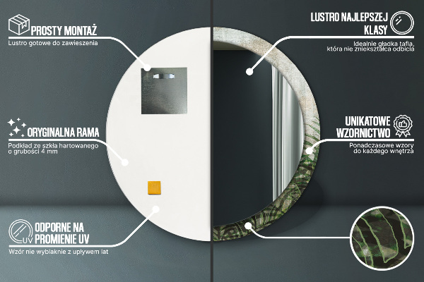 Kerek tükör fali dísz Páfránylevél