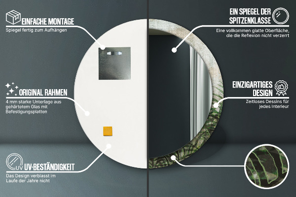 Kerek tükör fali dísz Páfránylevél