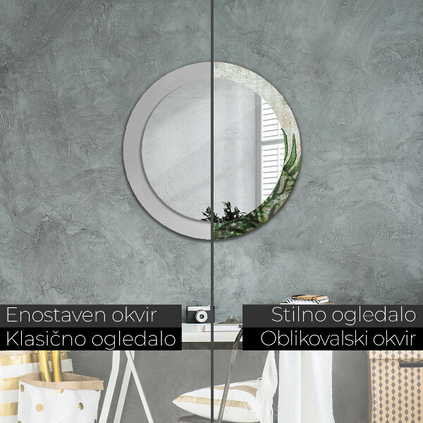 Kerek tükör fali dísz Páfránylevél