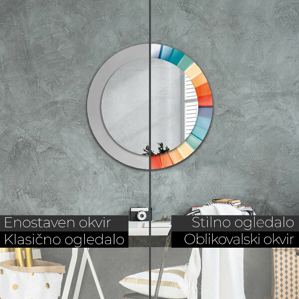 Kerek tükör díszítéssel Radiális koncentrikus csíkok