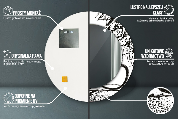 Kerek tükör keret nyomtatással Graffiti minta