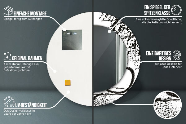 Kerek tükör keret nyomtatással Graffiti minta