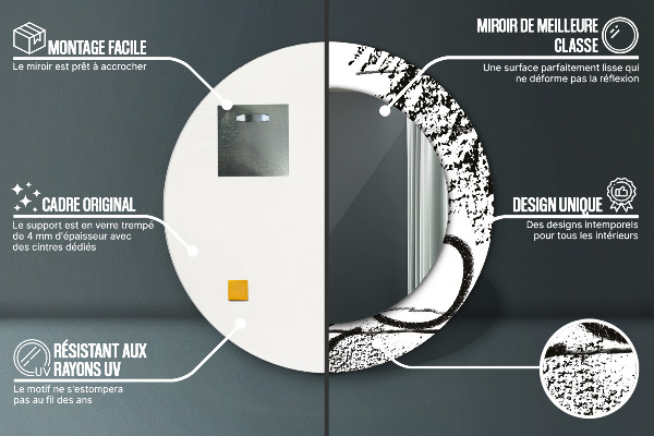 Kerek tükör keret nyomtatással Graffiti minta