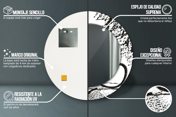 Kerek tükör keret nyomtatással Graffiti minta