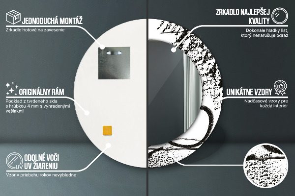 Kerek tükör keret nyomtatással Graffiti minta