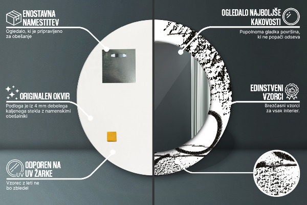 Kerek tükör keret nyomtatással Graffiti minta