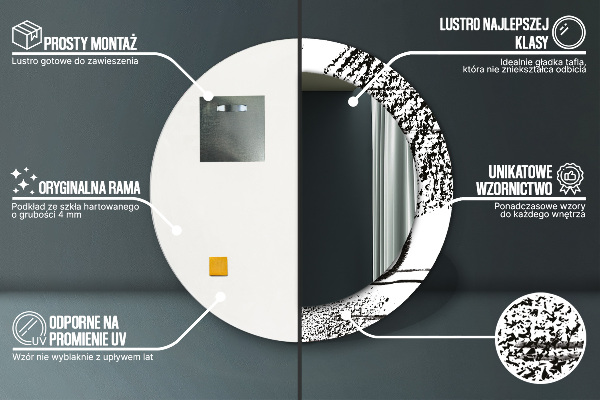 Kerek tükör keret nyomtatással Graffiti minta