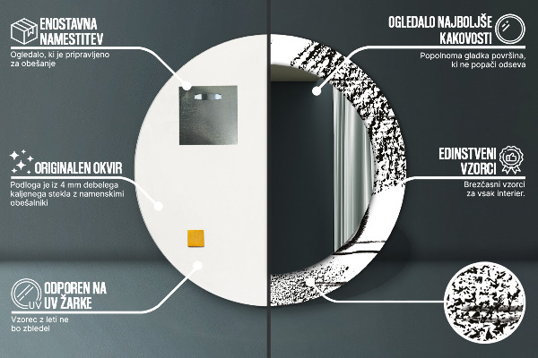 Kerek tükör keret nyomtatással Graffiti minta