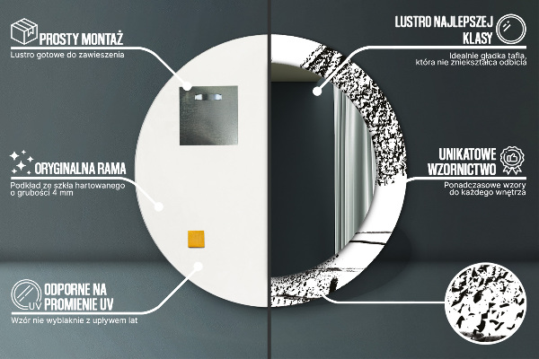 Kerek tükör keret nyomtatással Graffiti minta