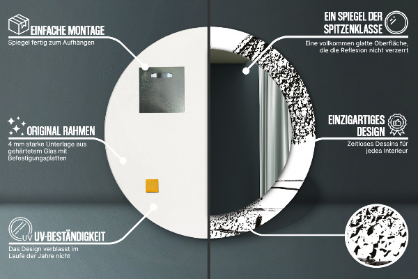 Kerek tükör keret nyomtatással Graffiti minta