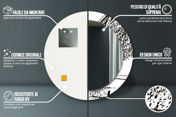 Kerek tükör keret nyomtatással Graffiti minta