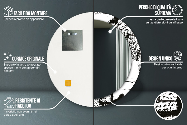 Kerek tükör keret nyomtatással Graffiti minta