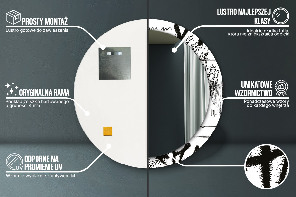 Kerek tükör keret nyomtatással Graffiti minta