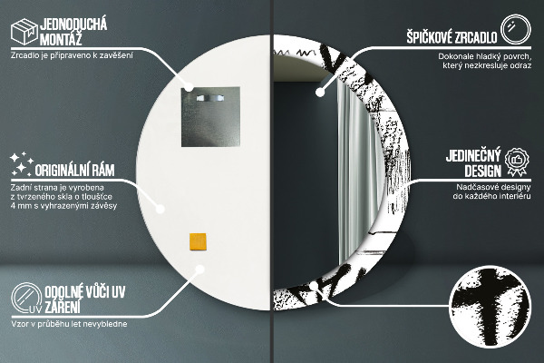 Kerek tükör keret nyomtatással Graffiti minta