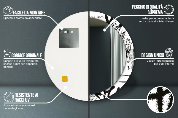 Kerek tükör keret nyomtatással Graffiti minta