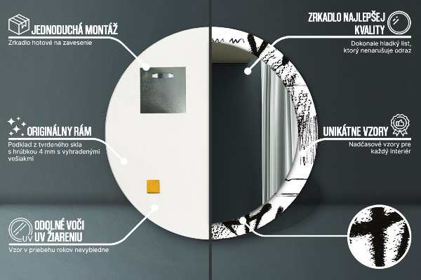 Kerek tükör keret nyomtatással Graffiti minta