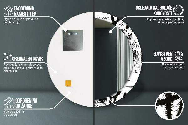 Kerek tükör keret nyomtatással Graffiti minta