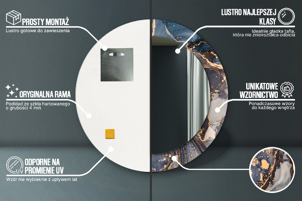 Kerek tükör nyomtatott kerettel Absztrakt folyadék