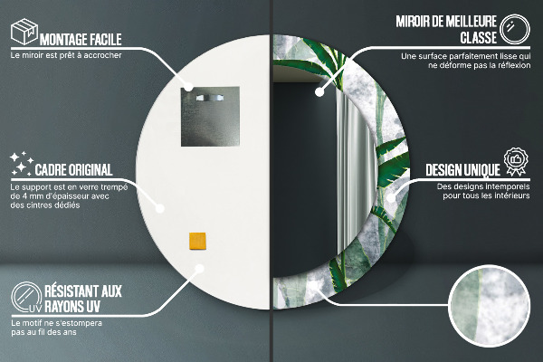 Kerek dísztükör Trópusi levelek