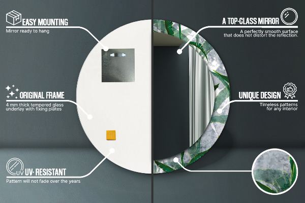 Kerek dísztükör Trópusi levelek