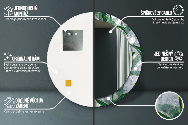 Kerek dísztükör Trópusi levelek