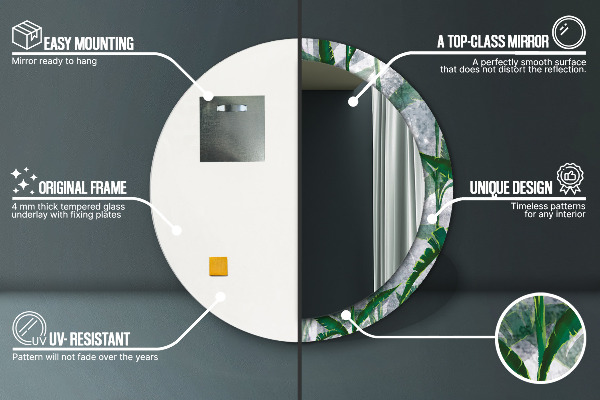 Kerek dísztükör Trópusi levelek