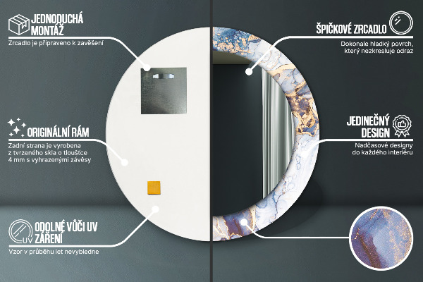 Kerek díszes tükör Absztrakt folyadék művészet