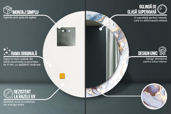 Kerek díszes tükör Absztrakt folyadék művészet