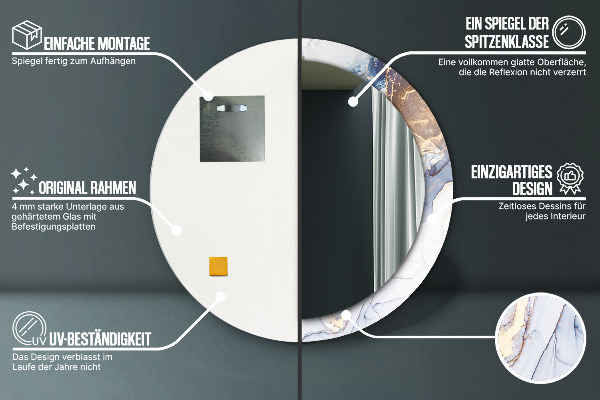 Kerek díszes tükör Absztrakt folyadék művészet