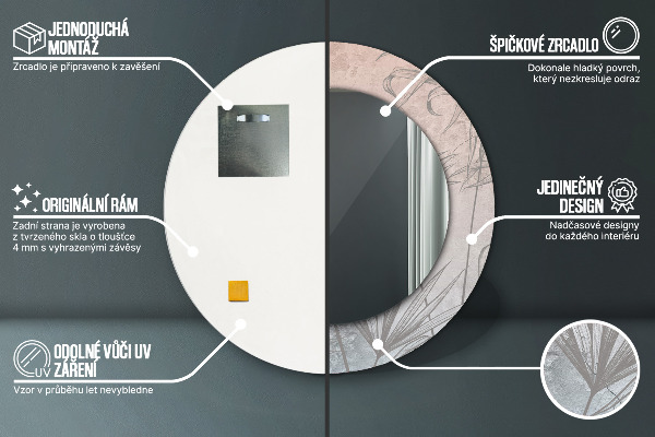 Kerek tükör fali dísz Trópusi virágok