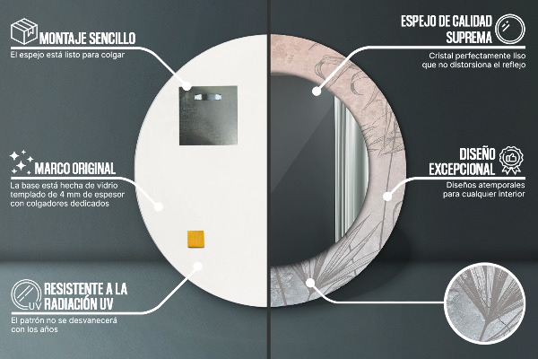 Kerek tükör fali dísz Trópusi virágok