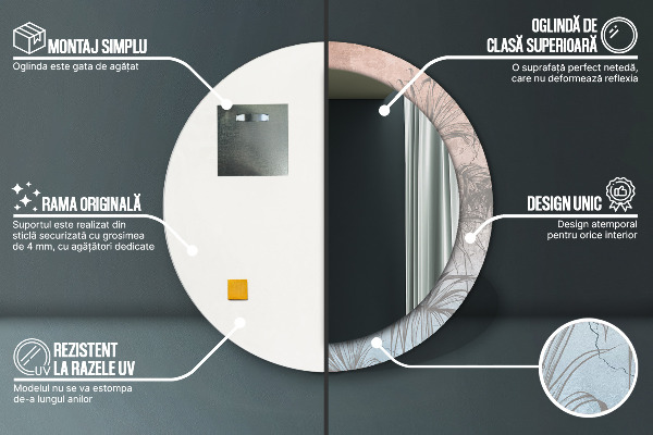 Kerek tükör fali dísz Trópusi virágok