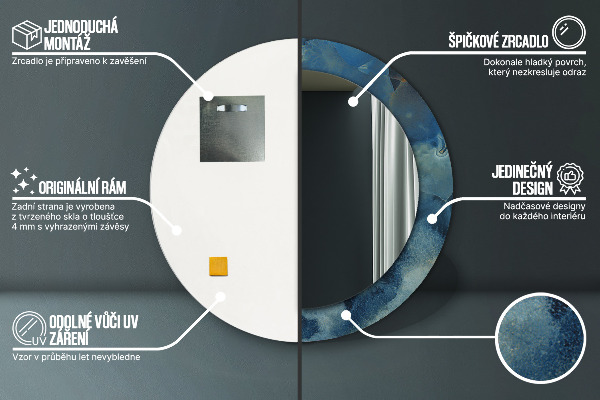 Kerek tükör díszítéssel Ónix márvány