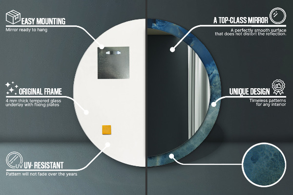 Kerek tükör díszítéssel Ónix márvány