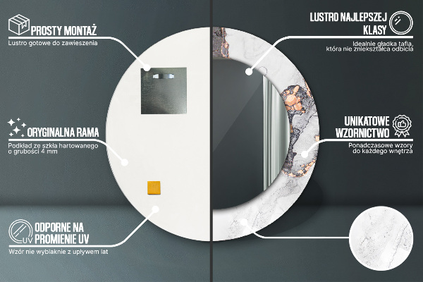 Kerek tükör keret nyomtatással Absztrakt folyadék