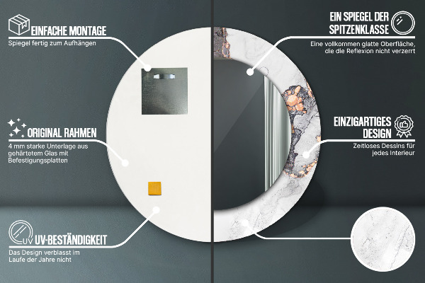 Kerek tükör keret nyomtatással Absztrakt folyadék