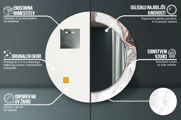 Kerek tükör keret nyomtatással Absztrakt folyadék